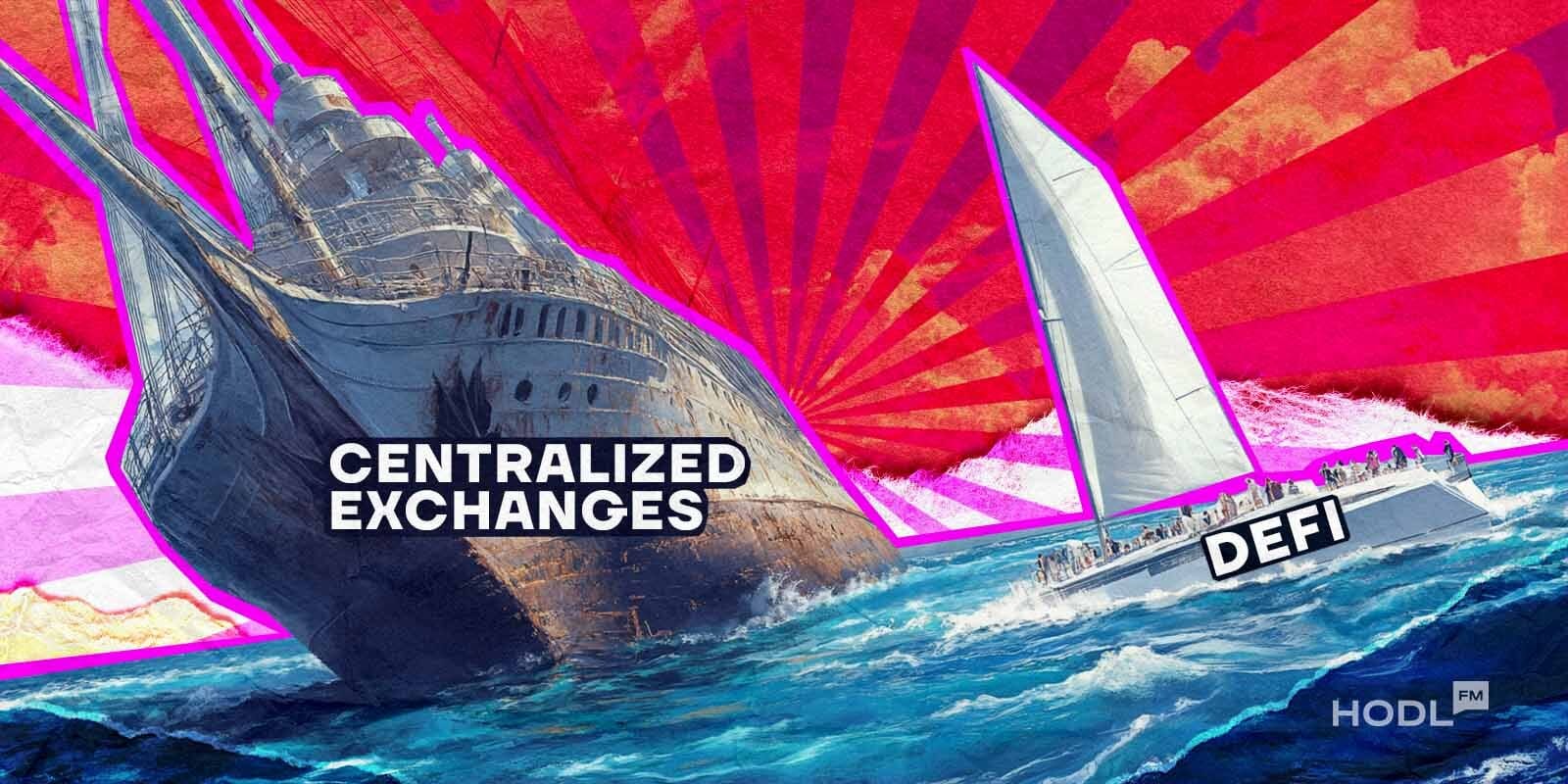 Centralized Crypto Exchanges DeFi DeFi Exchanges are Slowly Taking Over Market Share from Centralized Crypto Counterparts Centralized Crypto Exchanges DeFi DeFi Exchanges are Slowly Taking Over Market Share from Centralized Crypto Counterparts