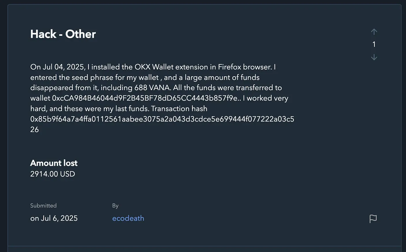 1 UVj 8EAuU8QkWwkH7RKqyg 1 GreedyBear Steals Over $1 Million with Browser Extensions and Malware Report from one of the victims of GreedyBear