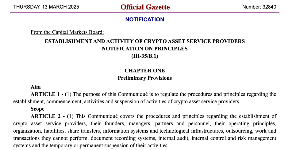 Official Gazette Turkey Tightens Crypto Regulations with New Rules for Exchanges and Custodians