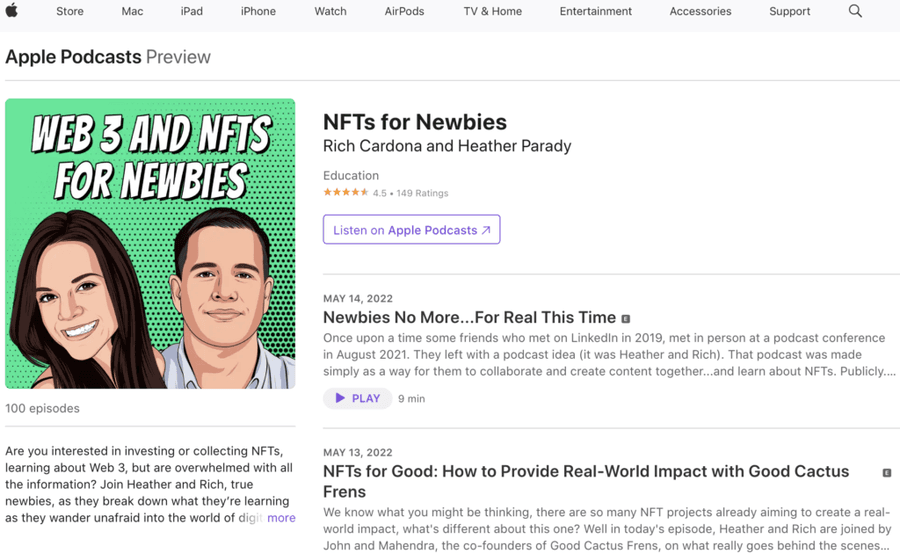 Screenshot 2023 11 30 at 15.33.56 1024x631 1 Top 10 NFT Podcasts for Beginners Screenshot 2023 11 30 at 15.33.56 1024x631 1 Top 10 NFT Podcasts for Beginners