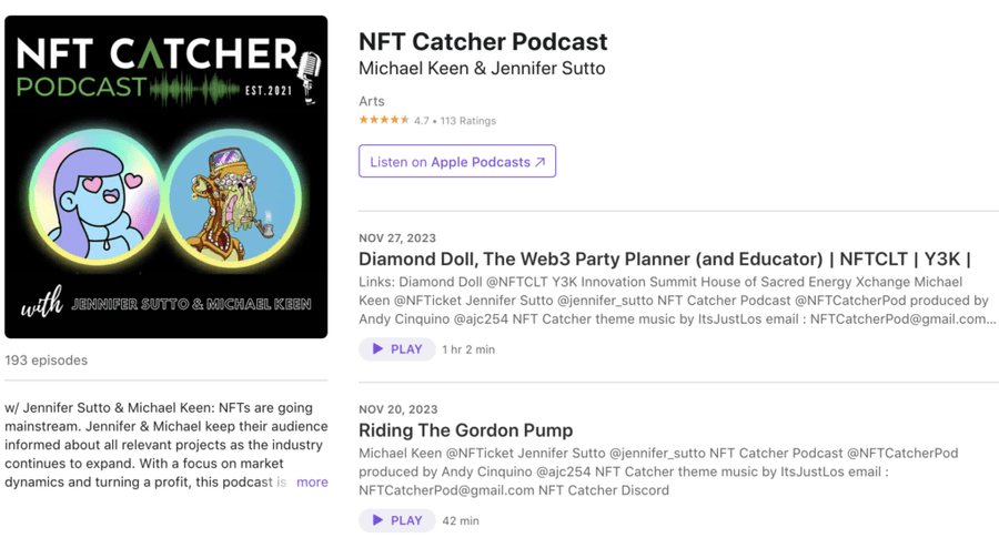 Screenshot 2023 11 30 at 17.41.00 1024x562 1 Top 10 NFT Podcasts for Beginners Screenshot 2023 11 30 at 17.41.00 1024x562 1 Top 10 NFT Podcasts for Beginners