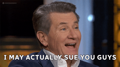 Sue Dragons Den GIF by CBC Justin Sun Sues Bloomberg for Threatening to Expose His Crypto Stash I may actually sue you guys