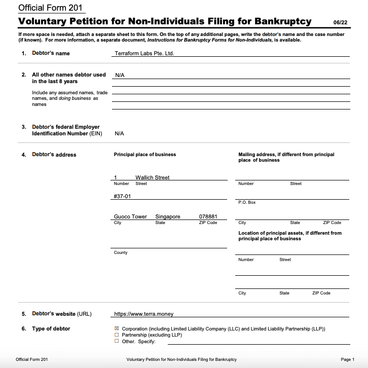 image 1 2 Terraform Labs Seeks Bankruptcy Protection in the United States image 1 2 Terraform Labs Seeks Bankruptcy Protection in the United States
